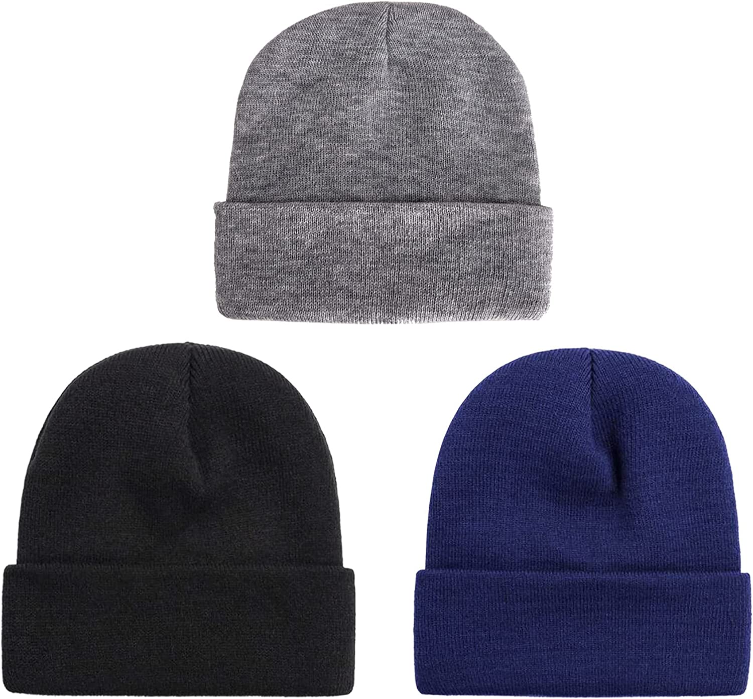 NPQQUAN 3 Packs Unisex Beanie Hats for Men Women Winter Knit Beanies - Image 3